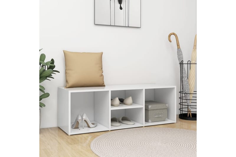 Skoförvaringsbänk vit 105x35x35 cm spånskiva - Vit - Möbler - Stolar & fåtöljer - Sittbänk - Skobänk & skohylla med bänk