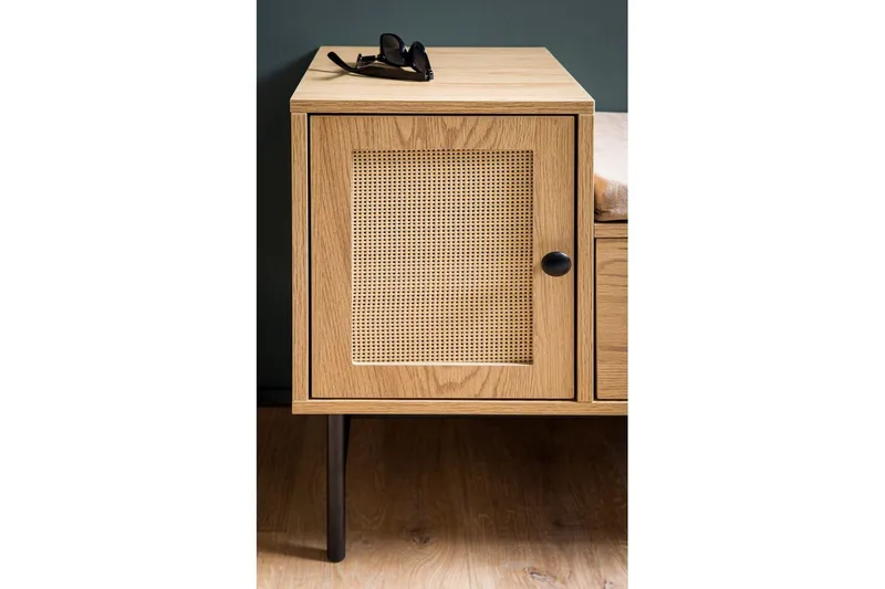 Skoskåp Wohnling Klädd Bänk Ekmönstrad Folie 1 Dörr 1 Låda - Möbler - Stolar & fåtöljer - Sittbänk - Skobänk & skohylla med bänk