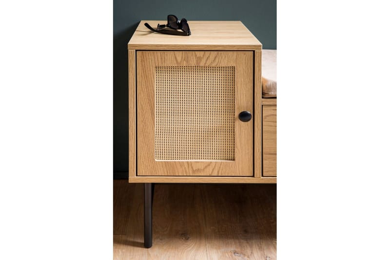 Skoskåp Wohnling Klädd Bänk Ekmönstrad Folie 1 Dörr 1 Låda - Möbler - Stolar & fåtöljer - Sittbänk - Skobänk & skohylla med bänk