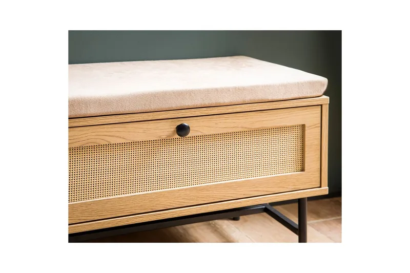 Skoskåp Wohnling Klädd Bänk Ekmönstrad Folie 1 Dörr 1 Låda - Möbler - Stolar & fåtöljer - Sittbänk - Skobänk & skohylla med bänk