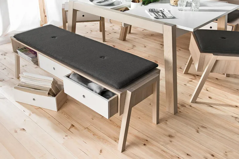 Spot Bänk med Förvaring Trä/Natur/Vit - VOX - Möbler - Stolar & fåtöljer - Sittbänk - Hallbänk - Hallbänk med förvaring