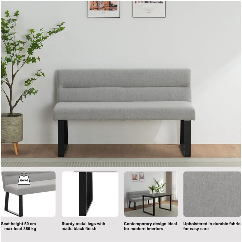 Stafford 2-sits Sittbänk med rygg - Antracit - Möbler - Stolar & fåtöljer - Sittbänk