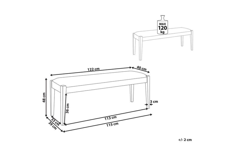 Stoppad bänk Elyria Grå/ljust trä - Grå/ljust trä - Möbler - Stolar & fåtöljer - Sittbänk - Hallbänk