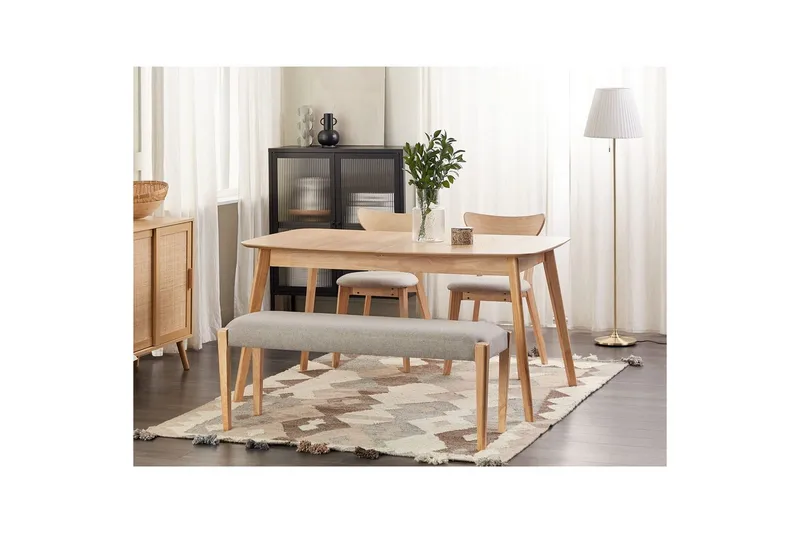 Stoppad bänk Elyria Grå/ljust trä - Grå/ljust trä - Möbler - Stolar & fåtöljer - Sittbänk - Hallbänk