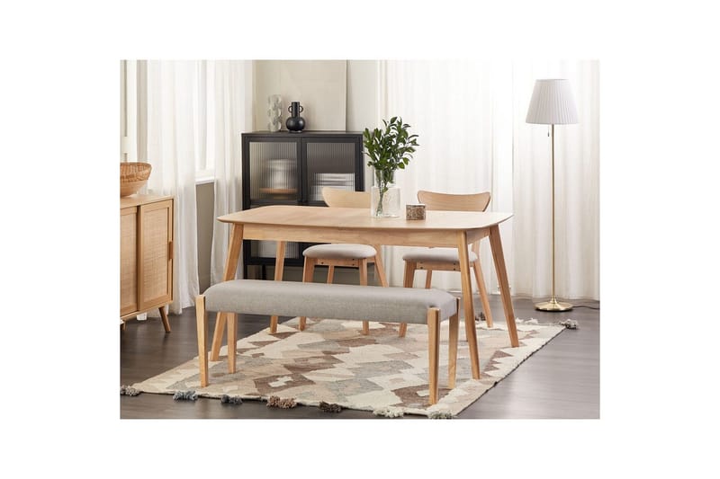 Stoppad bänk Elyria Grå/ljust trä - Grå/ljust trä - Möbler - Stolar & fåtöljer - Sittbänk - Hallbänk