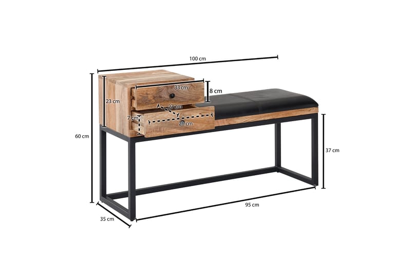 Tultered Sittbänk 100 cm - Brun - Möbler - Stolar & fåtöljer - Sittbänk - Hallbänk - Hallbänk med förvaring