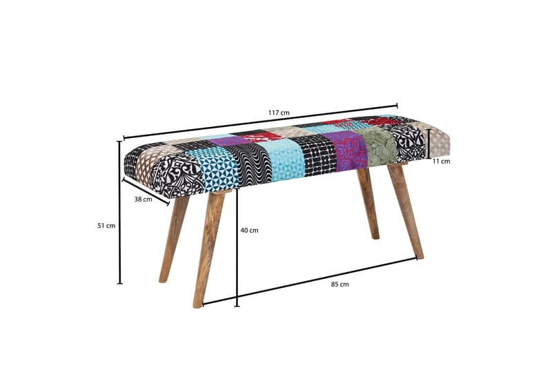Tultered Sittbänk 117 cm - Flerfärgad - Möbler - Stolar & fåtöljer - Sittbänk - Hallbänk