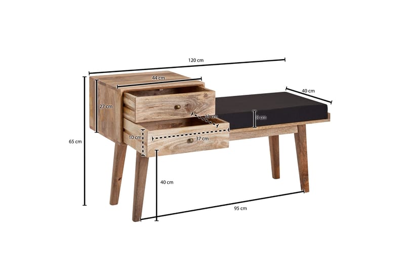 Tultered Sittbänk 120 cm - Brun - Möbler - Stolar & fåtöljer - Sittbänk - Hallbänk - Hallbänk med förvaring