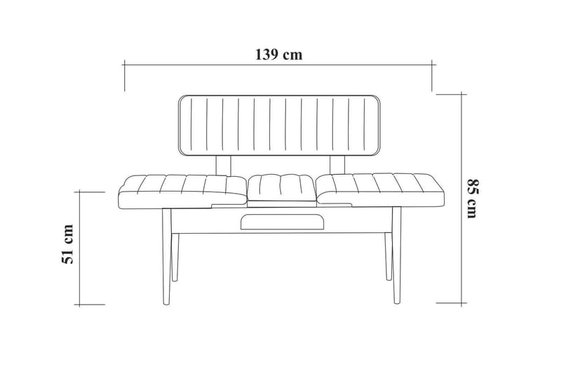 Valsot Sittbänk 110 cm - Trä/natur/Grå - Sittbänk - Bänk med ryggstöd