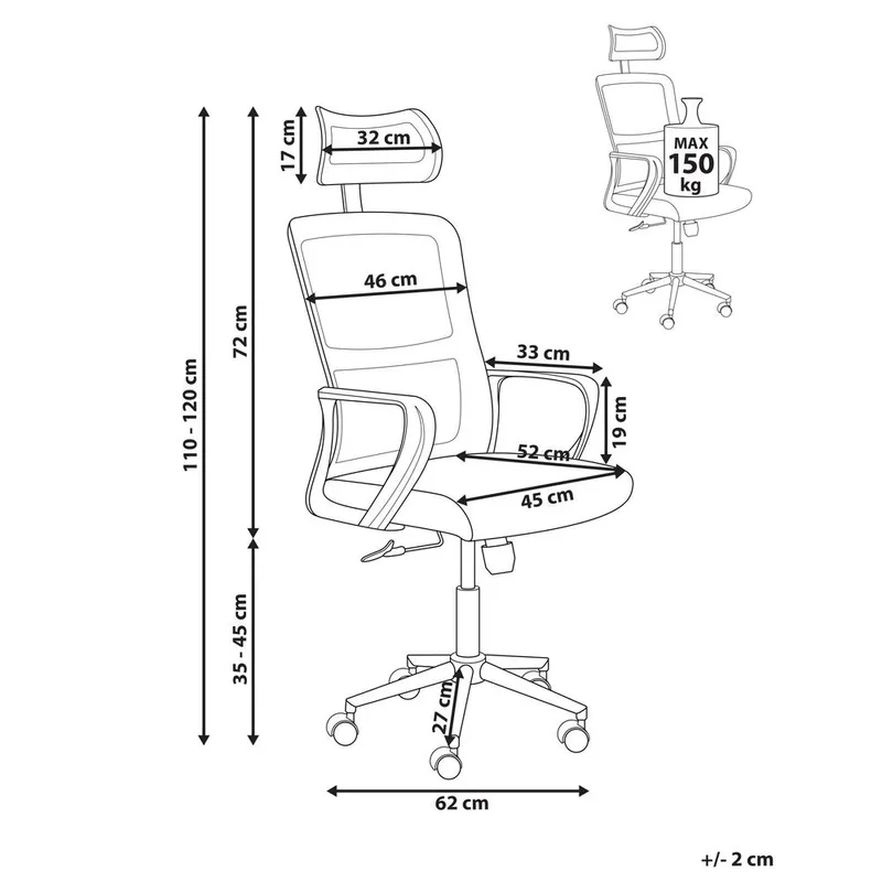 Skrivbordsstol Monarch - Grå, vit - Möbler - Stolar & fåtöljer - Kontorsstol & skrivbordsstol
