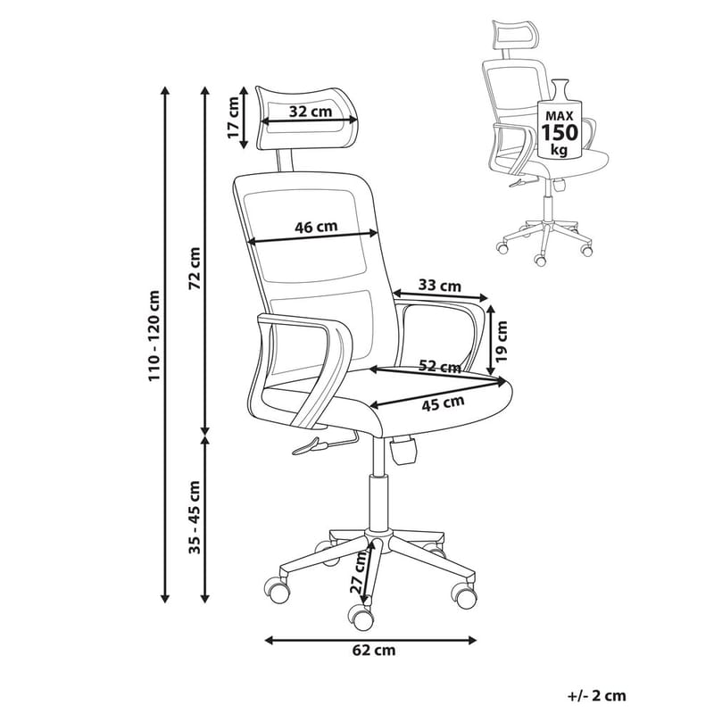 Skrivbordsstol Monarch - Grå, vit - Möbler - Stolar & fåtöljer - Kontorsstol & skrivbordsstol