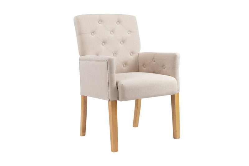 Matstolar med armstöd 6 st beige tyg - Beige - Möbler - Stolar & fåtöljer - Sminkstol