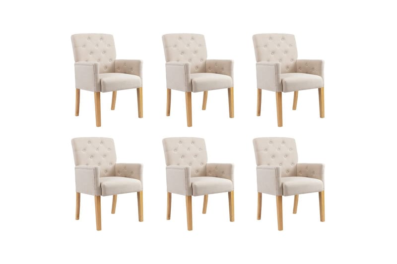 Matstolar med armstöd 6 st beige tyg - Beige - Möbler - Stolar & fåtöljer - Sminkstol