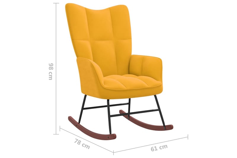 Gungstol med fotpall senapsgul sammet - Gul - Gungstol