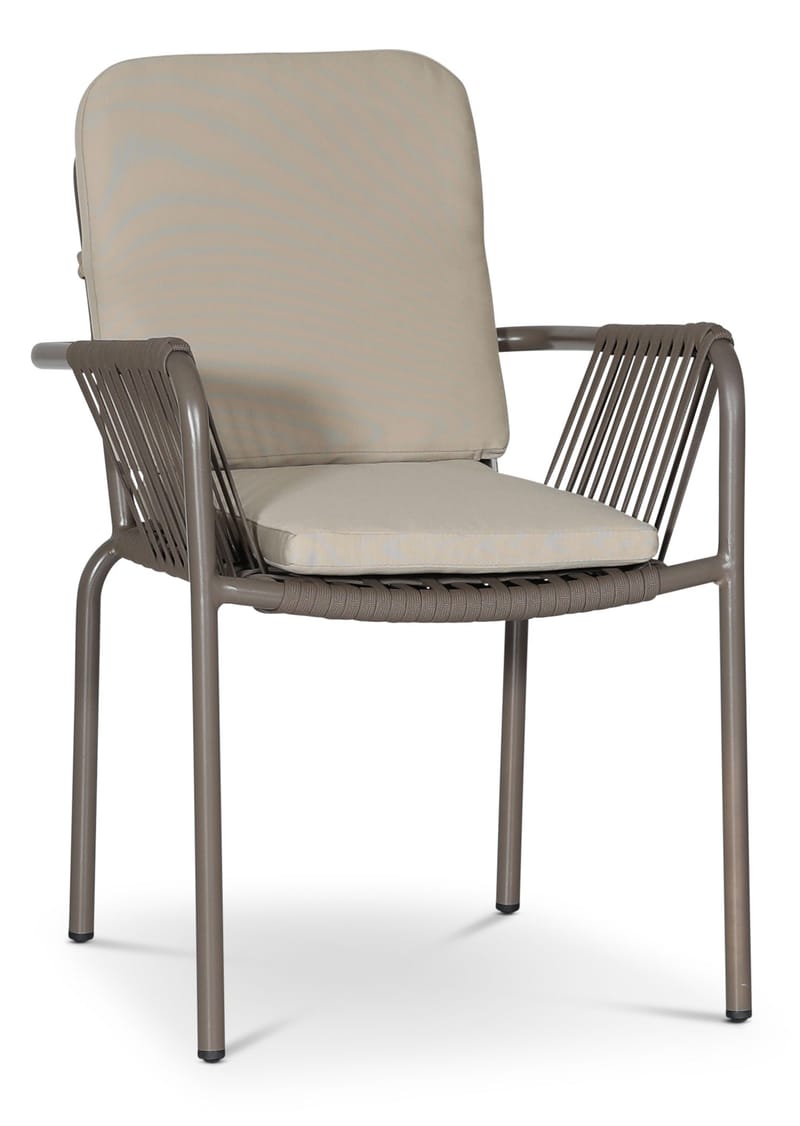 Stapelbar utestol grå med beige dyna - grå och beige - Möbler - Stolar & fåtöljer - Matstol & köksstol