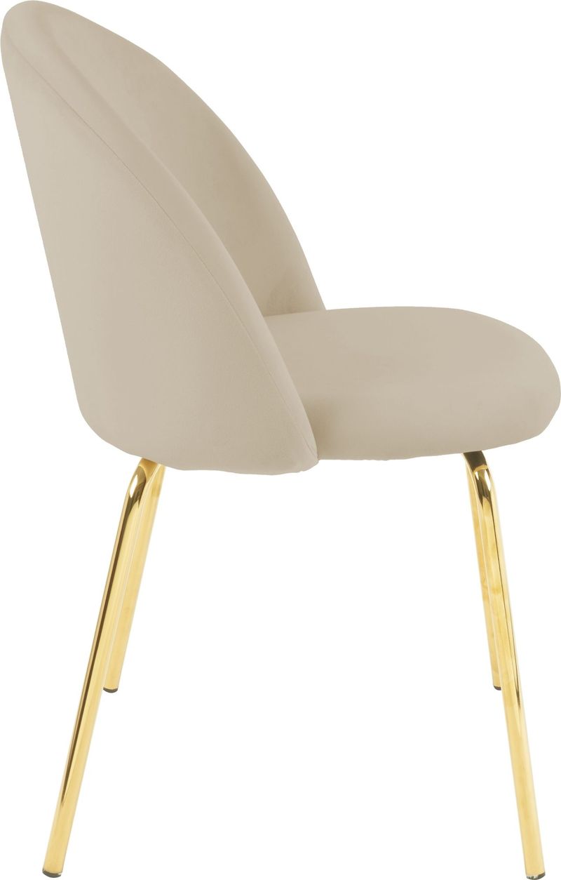 Stol beige velvet guldiga ben, Ljusbeige och mässing