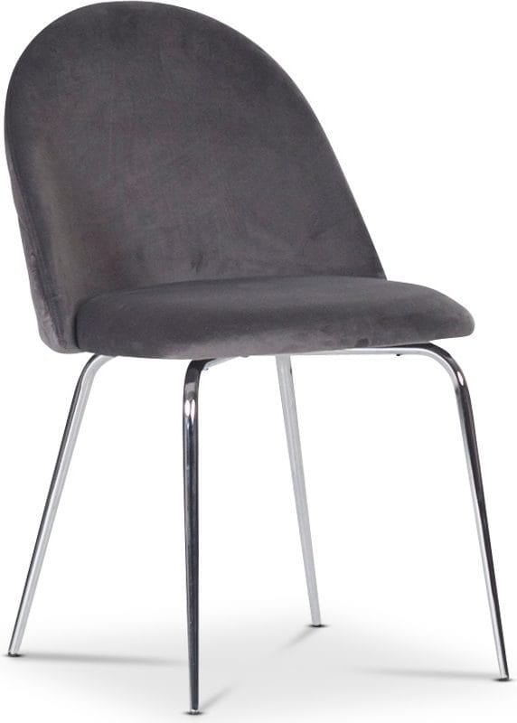 Stol grå med kromade ben - Plaza - Grå - Möbler - Stolar & fåtöljer - Matstol & köksstol