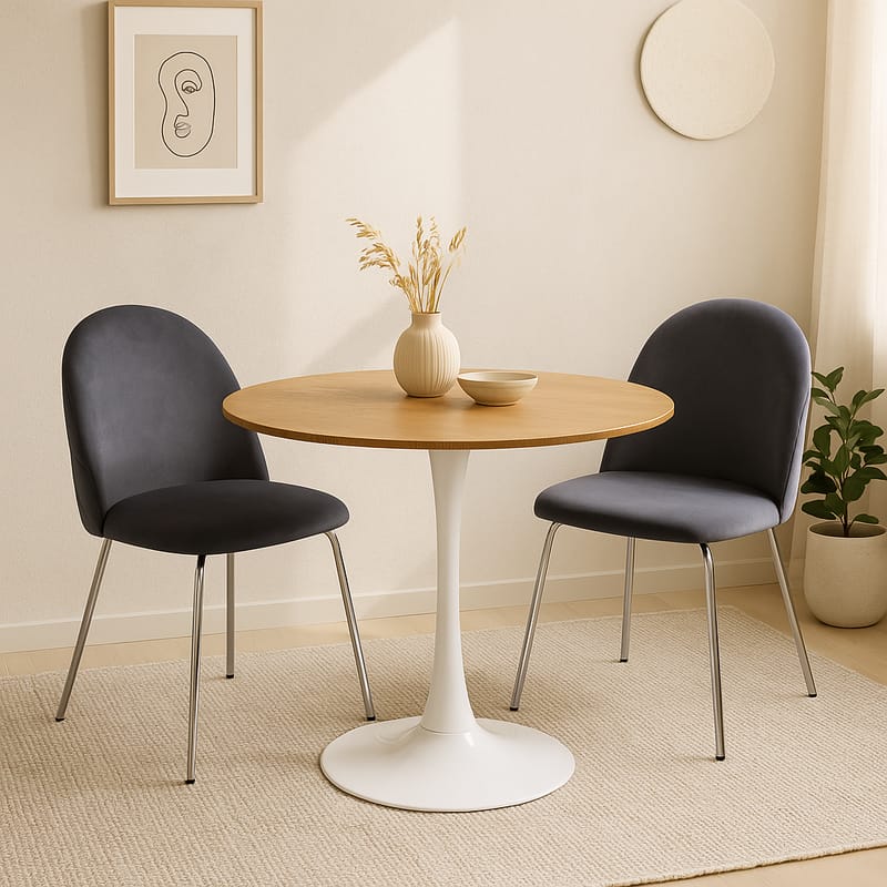 Stol grå med kromade ben - Plaza - Grå - Möbler - Stolar & fåtöljer - Matstol & köksstol