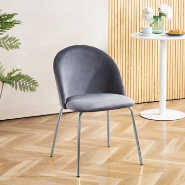 Stol grå med kromade ben - Plaza - Grå - Möbler - Stolar & fåtöljer - Matstol & köksstol