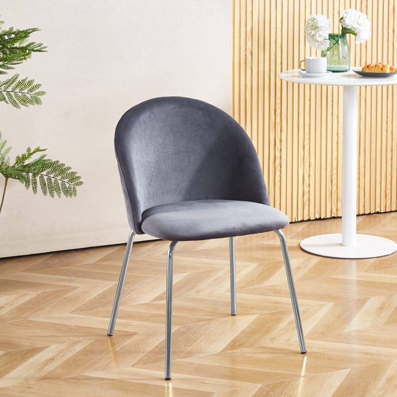 Stol grå med kromade ben - Plaza - Grå - Möbler - Stolar & fåtöljer - Matstol & köksstol