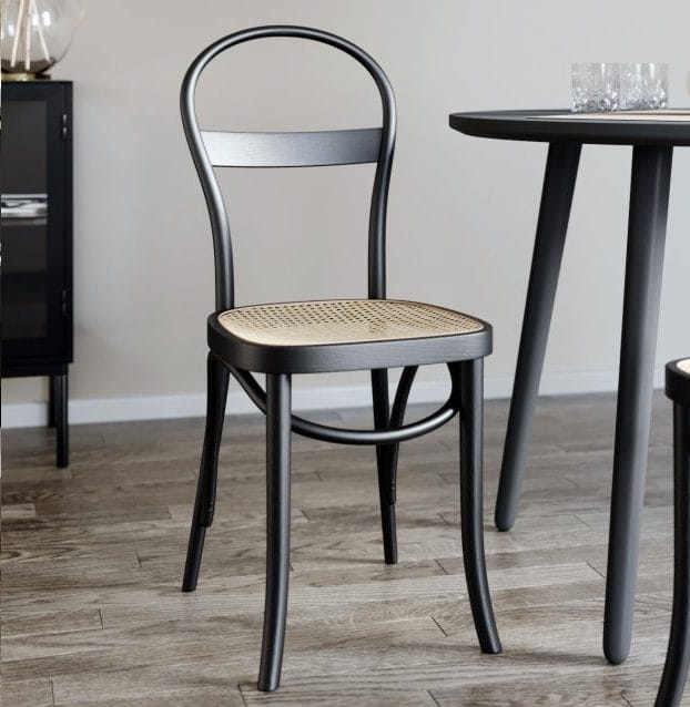 Stol i böjträ med rotting sits - Svart/natur - Möbler - Stolar & fåtöljer - Matstol & köksstol