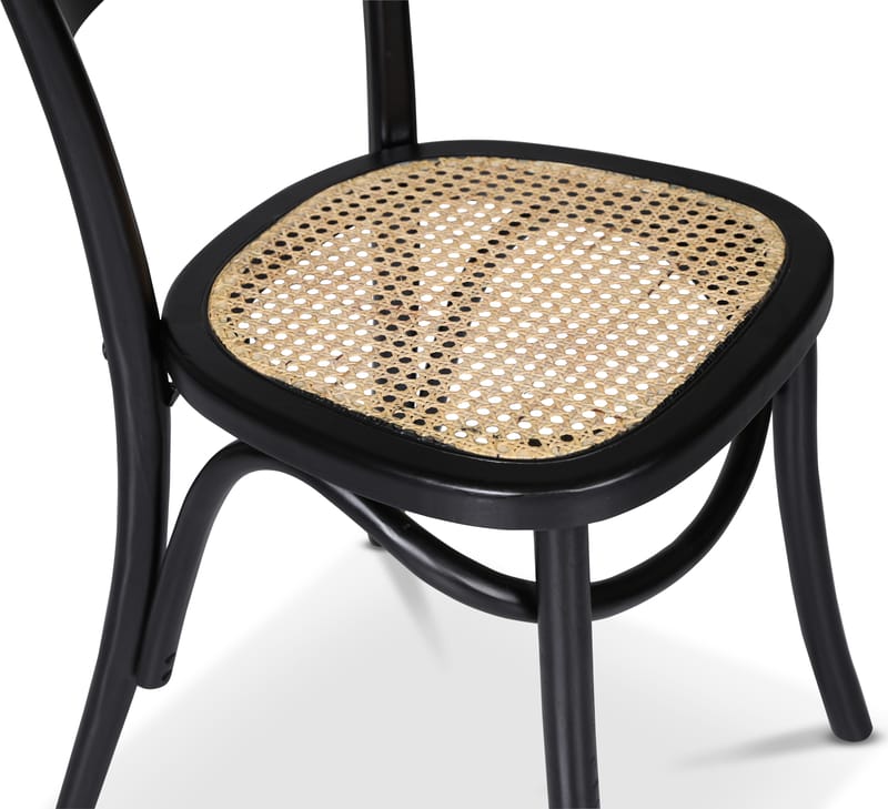 Stol i böjträ med rotting sits - Svart/natur - Möbler - Stolar & fåtöljer - Matstol & köksstol