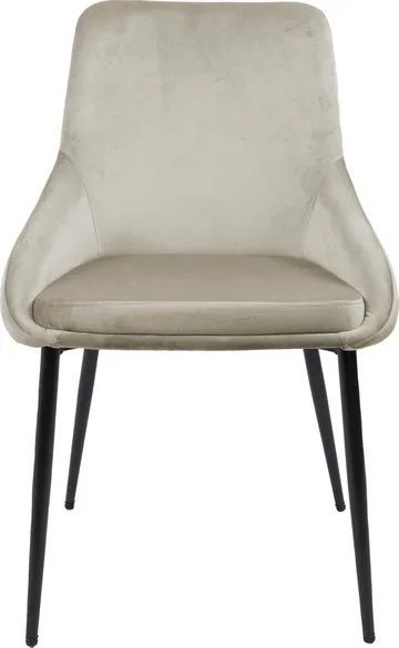 Stol i beige sammet - Theo - Beige, svart - Möbler - Stolar & fåtöljer - Matstol & köksstol