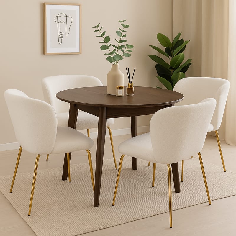 Stol i bouclè med ben i mässing - Cream/mässing - Möbler - Stolar & fåtöljer - Matstol & köksstol