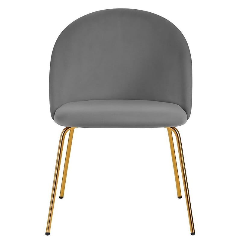 Stol i grå sammet med mässingsfärgade ben - Grå sammet / Mässings ben - Möbler - Stolar & fåtöljer - Matstol & köksstol