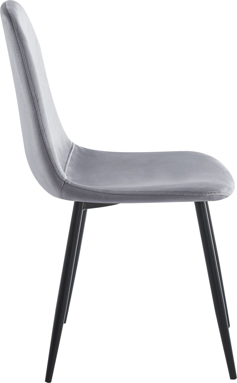 Stol ljusgrå sammet med svarta ben - Ljusgrå sammet med svarta matta stålben - Möbler - Stolar & fåtöljer - Matstol & köksstol