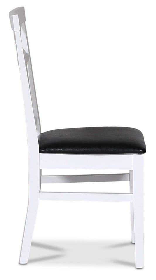 Stol med kryss i rygg och svart sits - Vitlack och sits i svart PU - Möbler - Stolar & fåtöljer - Matstol & köksstol