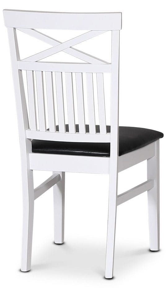 Stol med kryss i rygg och svart sits - Vitlack och sits i svart PU - Möbler - Stolar & fåtöljer - Matstol & köksstol