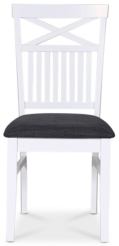 Stol med kryss i ryggen, grå sits - Skagen, Vitlack och sits i grått tyg