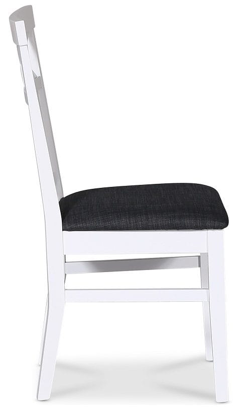 Stol med kryss i ryggen, grå sits - Skagen - Vitlack och sits i grått tyg - Möbler - Stolar & fåtöljer - Matstol & köksstol