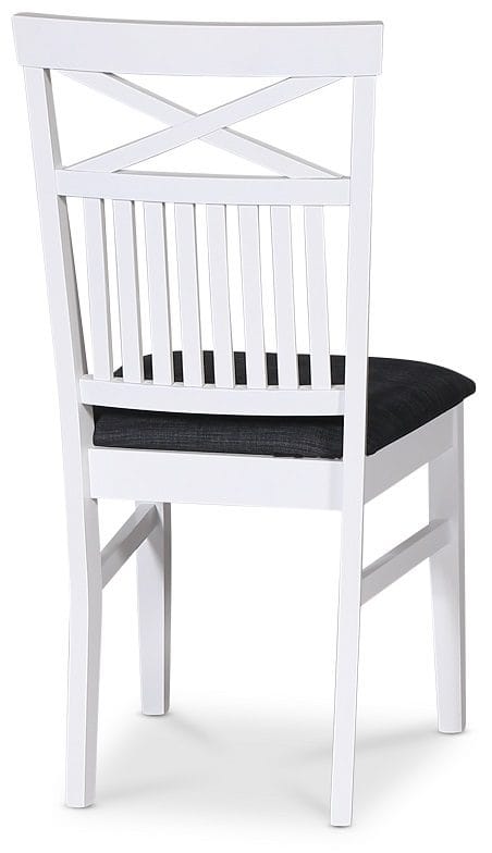 Stol med kryss i ryggen, grå sits - Skagen - Vitlack och sits i grått tyg - Möbler - Stolar & fåtöljer - Matstol & köksstol