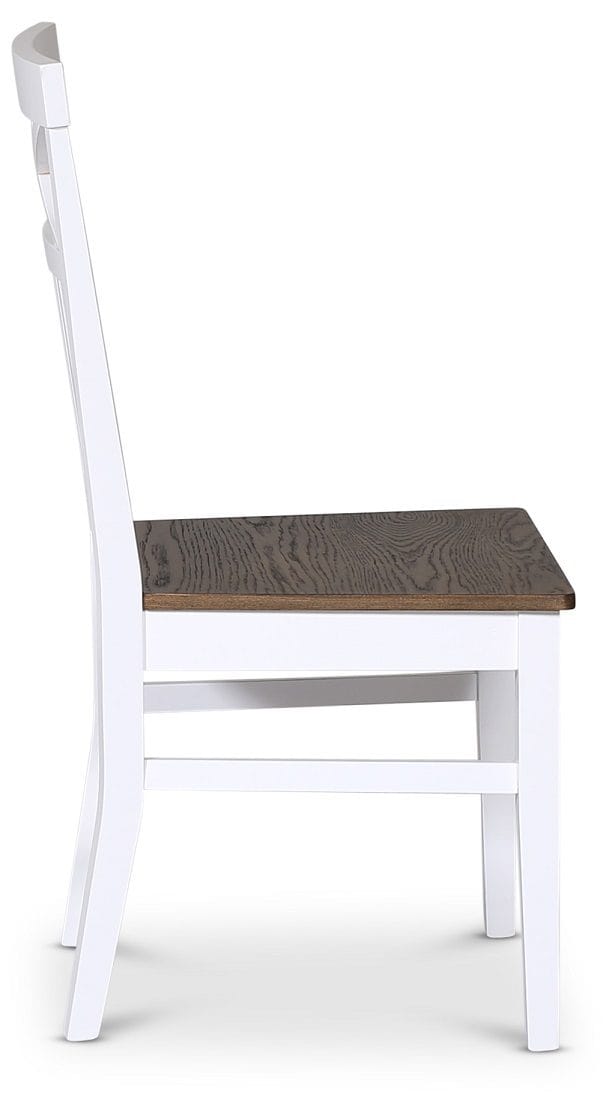 Stol med kryss i ryggen - Vit / Brunoljad ek - Skagen - Vitlack och brunoljad ek-fanér - Möbler - Stolar & fåtöljer - Matstol & köksstol