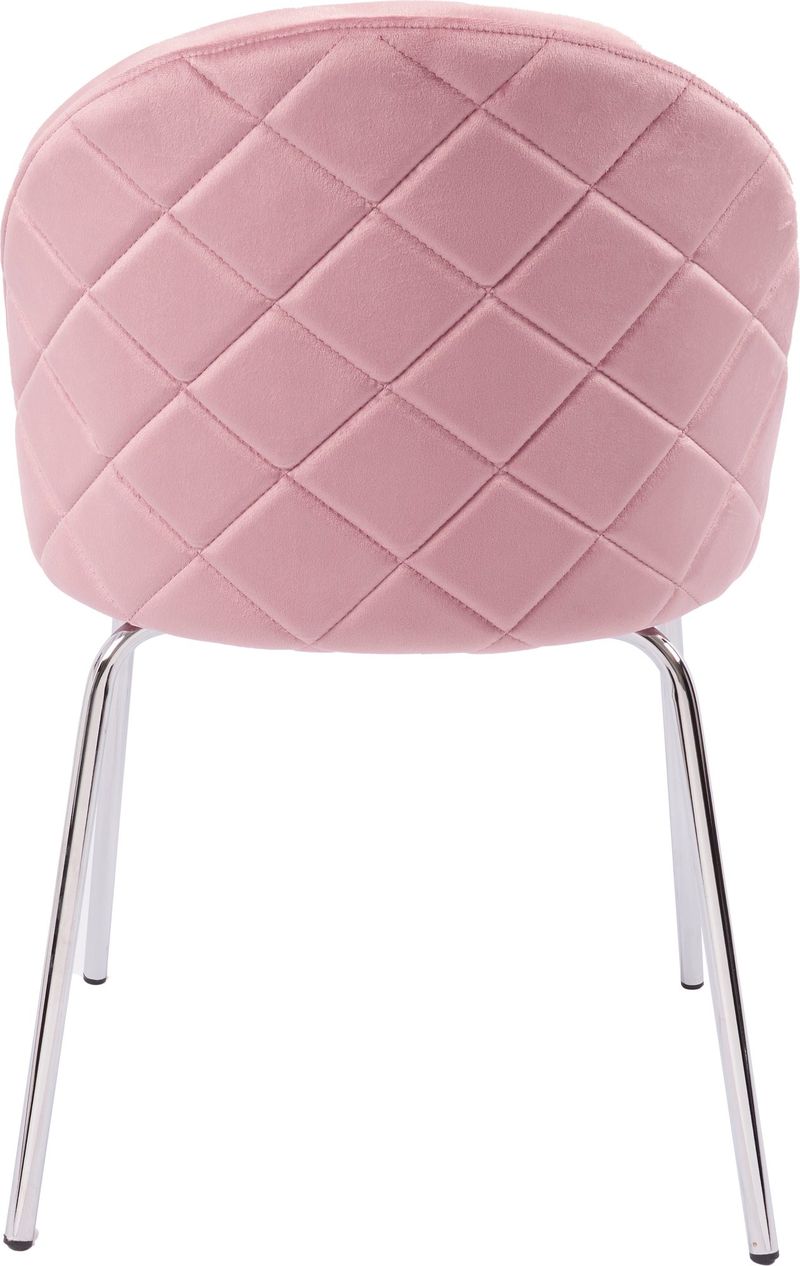 Stol rosa med kromade ben - Plaza - Ljusrosa - Möbler - Stolar & fåtöljer - Matstol & köksstol