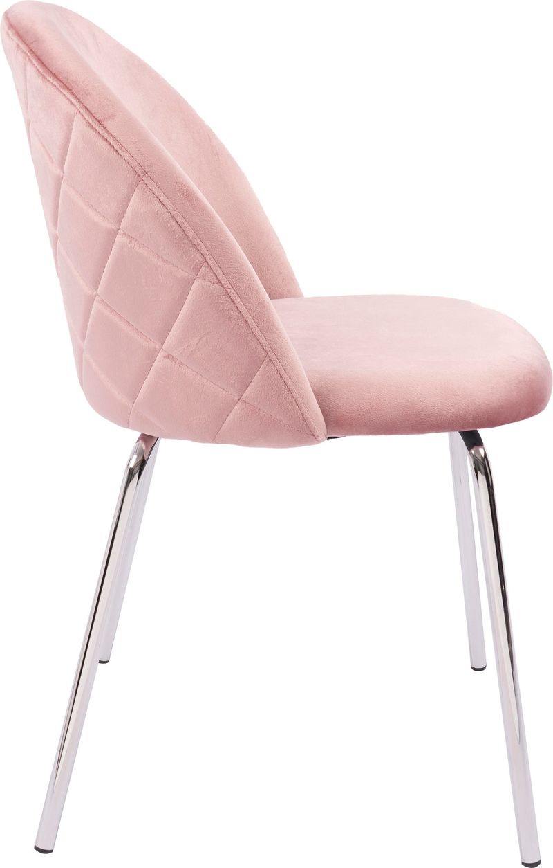 Stol rosa med kromade ben - Plaza - Ljusrosa - Möbler - Stolar & fåtöljer - Matstol & köksstol