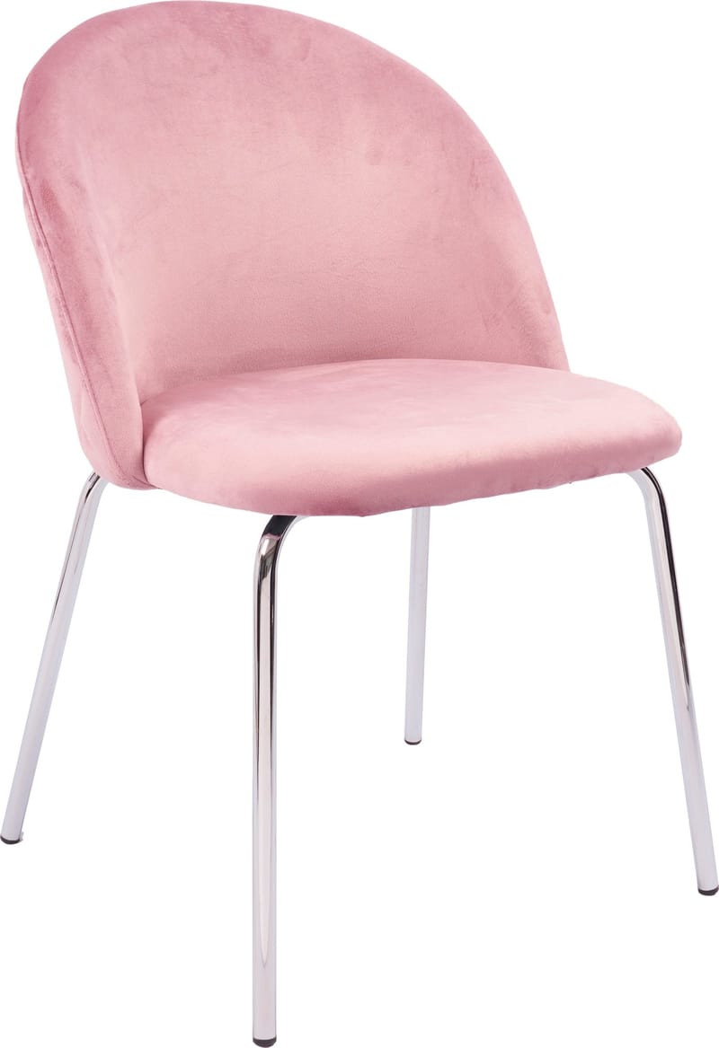 Stol rosa med kromade ben - Plaza - Ljusrosa - Möbler - Stolar & fåtöljer - Matstol & köksstol
