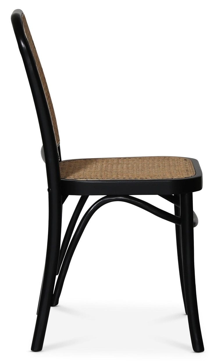 Stol svart med rotting i rygg och sits - Tone - Svart / Rotting - Möbler - Stolar & fåtöljer - Matstol & köksstol