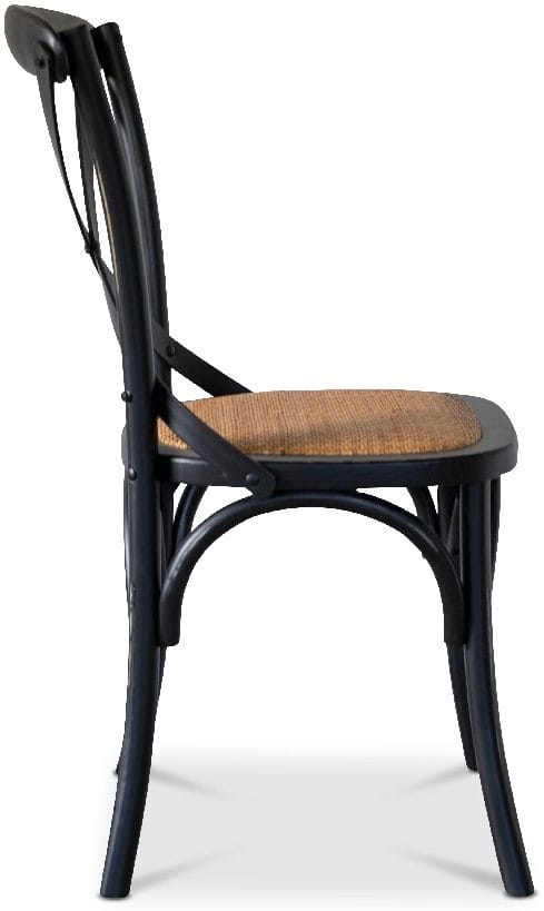 Stol svart med rottingsits - Gaston - Svart vintage - Möbler - Stolar & fåtöljer - Matstol & köksstol