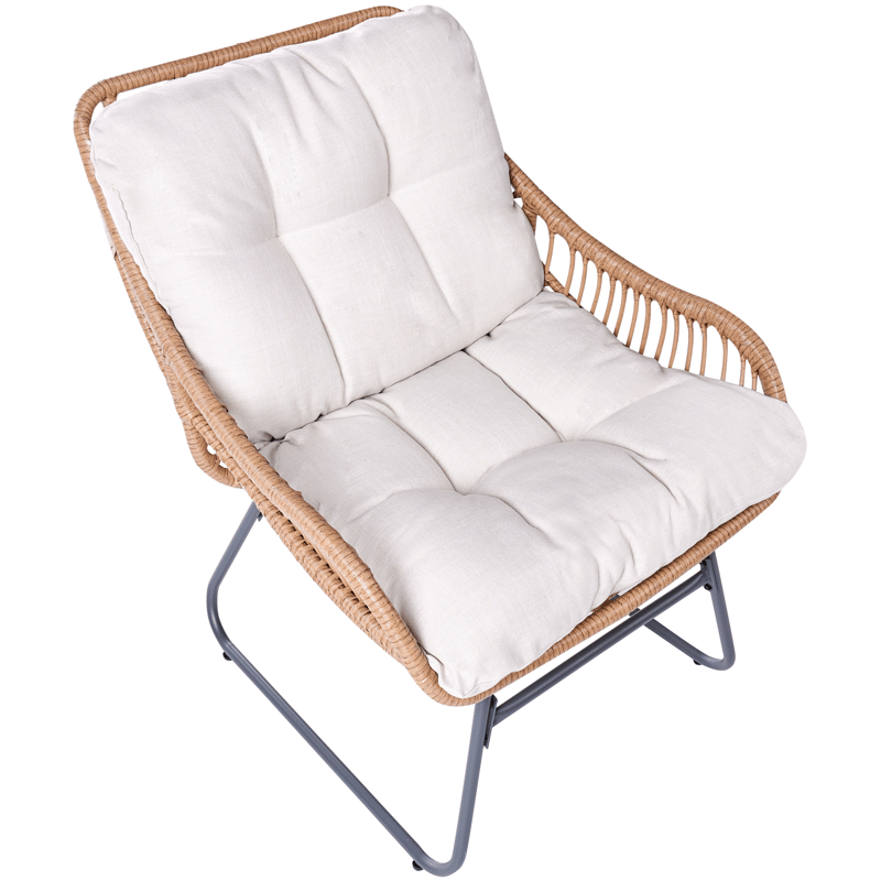 Stol utomhus Mestre med Fotpall Konstrotting - Naturlig/svart/beige - Utemöbler - Loungemöbler - Loungestol utomhus