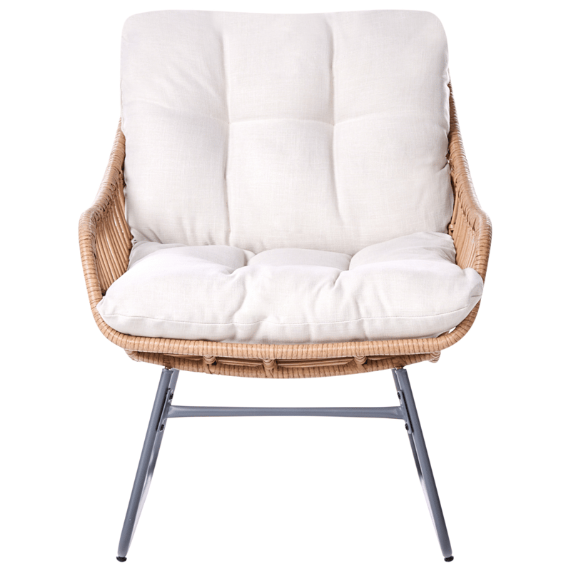 Stol utomhus Mestre med Fotpall Konstrotting - Naturlig/svart/beige - Utemöbler - Loungemöbler - Loungestol utomhus