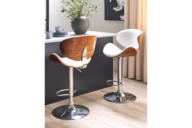 Svängbar stol Rotterdam set om 2 Vit-Mörkt Trä-Silver - Vit-Mörkt Trä-Silver - Möbler - Stolar & fåtöljer - Barstol & barpall