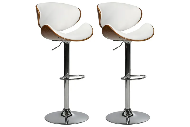 Svängbar stol Rotterdam set om 2 Vit-Mörkt Trä-Silver - Vit-Mörkt Trä-Silver - Möbler - Stolar & fåtöljer - Barstol & barpall