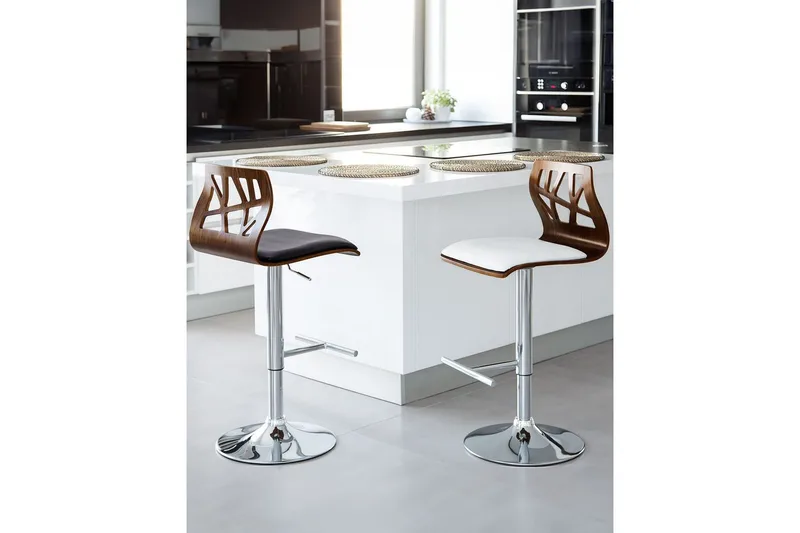 Svängbar stol Petersburg set om 2 Mörk Trä-Silver-Vit - Mörk Trä-Silver-Vit - Möbler - Stolar & fåtöljer - Barstol & barpall