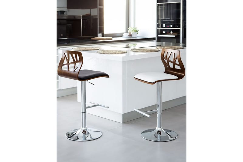 Svängbar stol Petersburg set om 2 Mörk Trä-Silver-Vit - Mörk Trä-Silver-Vit - Möbler - Stolar & fåtöljer - Barstol & barpall