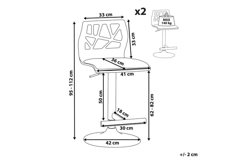 Svängbar stol Petersburg set om 2 Mörk Trä-Silver-Vit - Mörk Trä-Silver-Vit - Möbler - Stolar & fåtöljer - Barstol & barpall