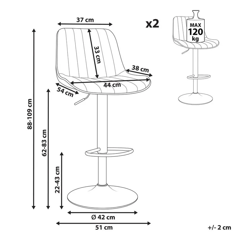 Svängbar pall Dubrovnik 2-pack - Möbler - Stolar & fåtöljer - Barstol & barpall