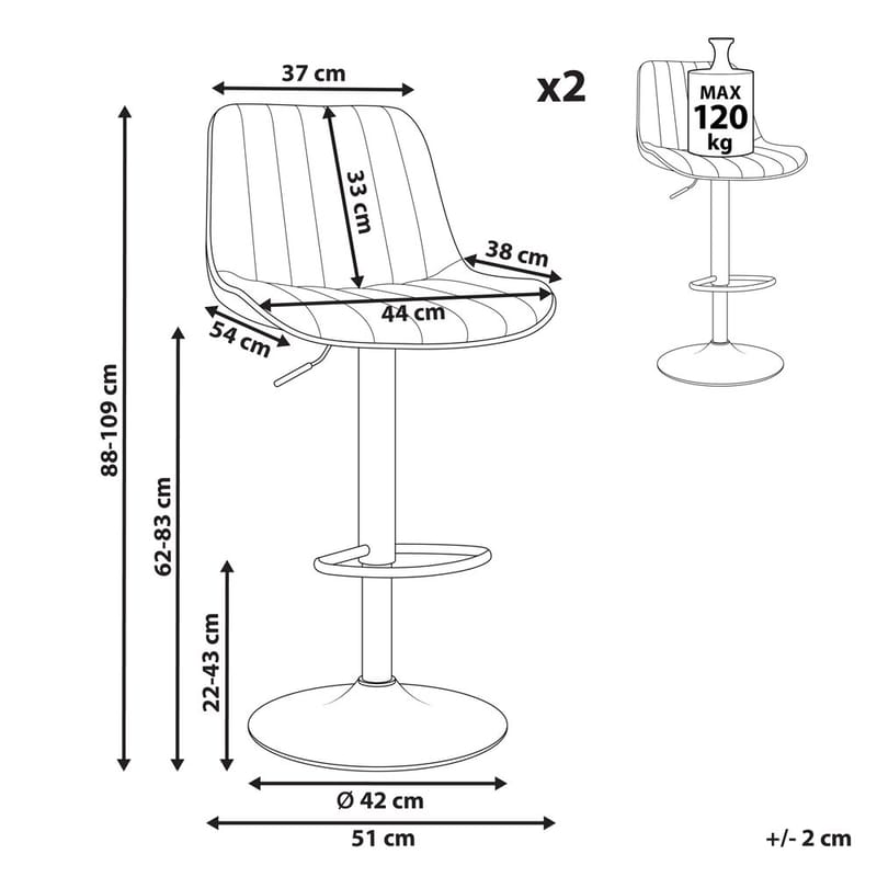 Svängbar pall Dubrovnik 2-pack - Möbler - Bord & matgrupper